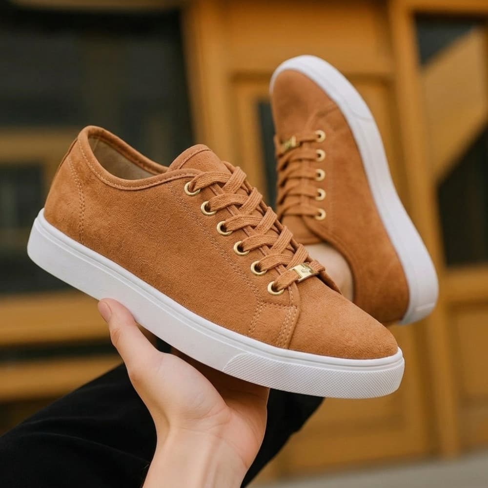 Tênis Casual Feminino Bege Leve e Confortável Sapatênis Básico Estiloso para Dia a Dia e Trabalho