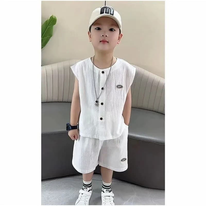 [Promoção de novo produto] Versão coreana Roupas infantis Novo produto Terno de menino Moda verão Menino Boneca de desen
