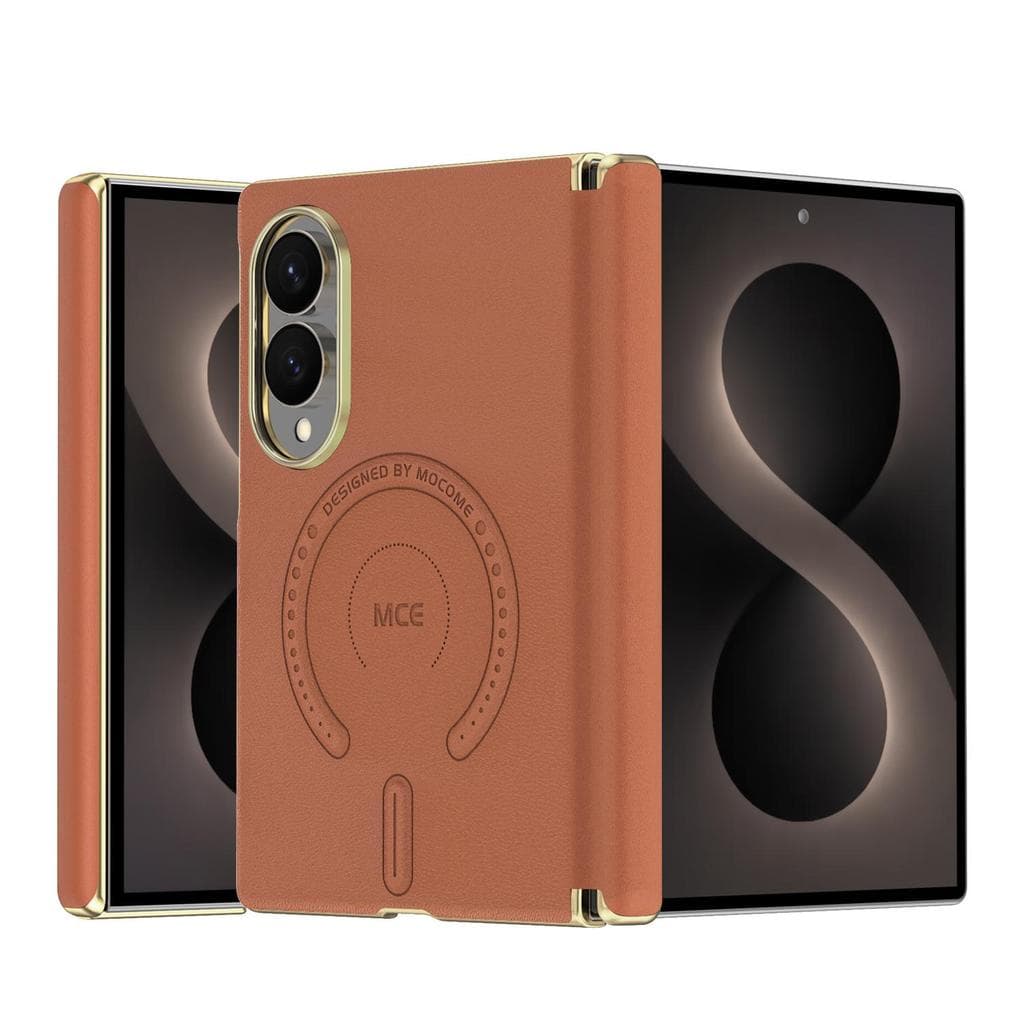 Capa De Carregamento Magnético Sem Fio Com Dobradiça Completa Para Huawei Pura X Max Textura De Couro Moldura De Câmera