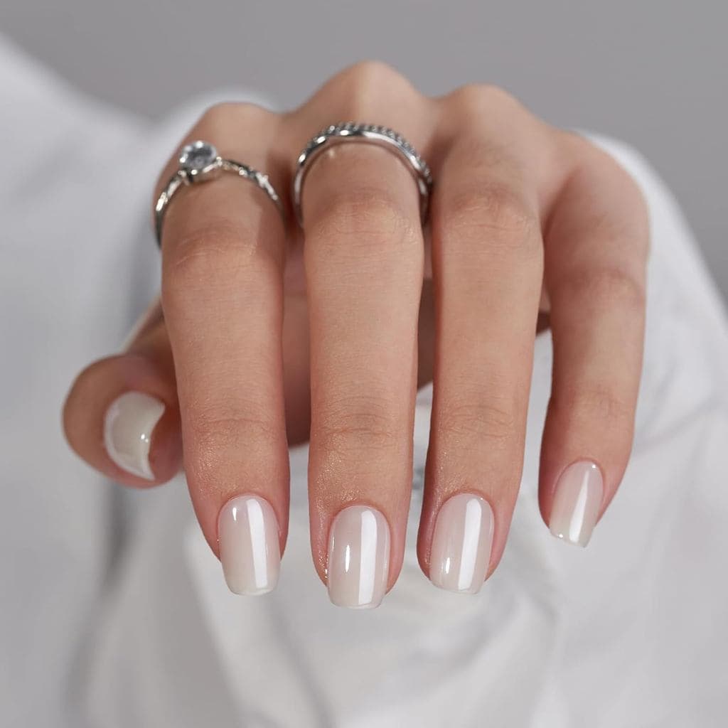 BTArtbox Unhas Postiças Curtas - Unhas Postiças de Gel Macio Brancas, Pontas de Unha Quadradas Cromadas para Colar, Unha