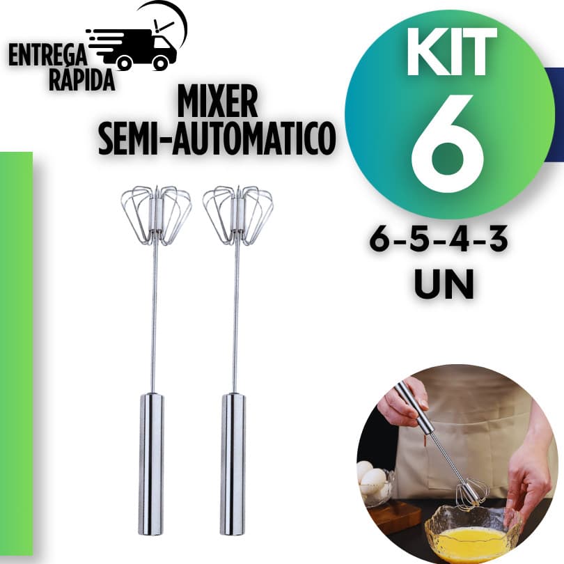 Batedor de Ovos Multiuso Semi Automático Manual Mixer
