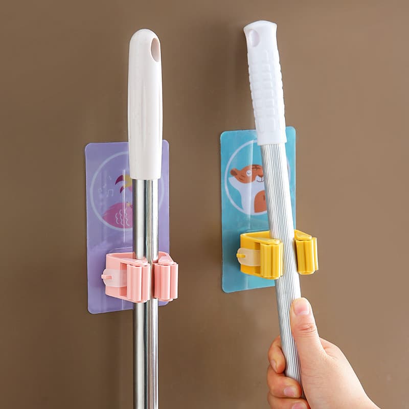 Casa mop gancho pasta perfuração-livre vassoura Rack de armazenamento casa Traceless pegajoso gancho clipe mop durável f