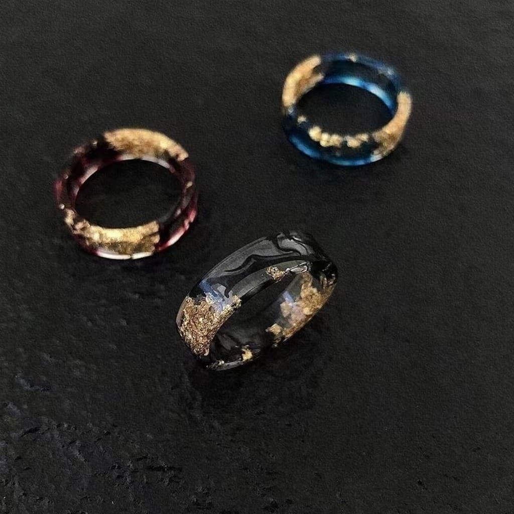 Anel de tinta colorida casal influenciador ins estilo High-End resina folha de ouro Original único nicho moda All-Match