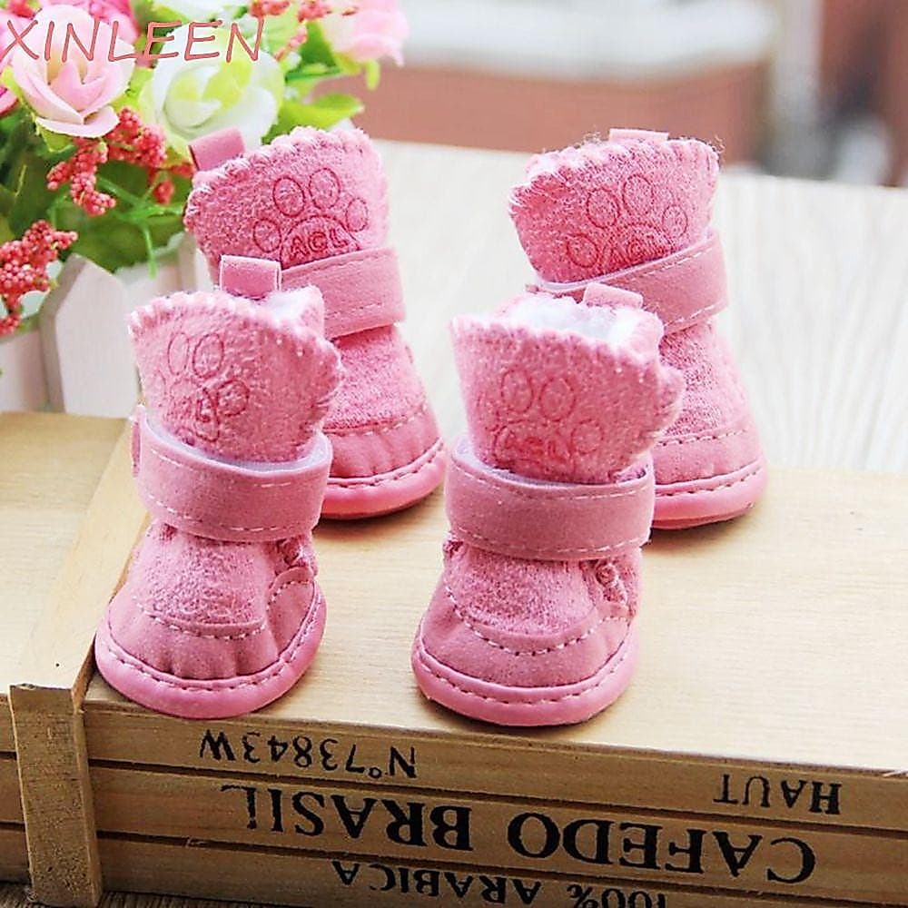 Sapatos para Animais de Estimação XINLEEN Antiderrapantes, Conjunto de 4 Peças, Sapatos Esportivos Quentes para Outono e