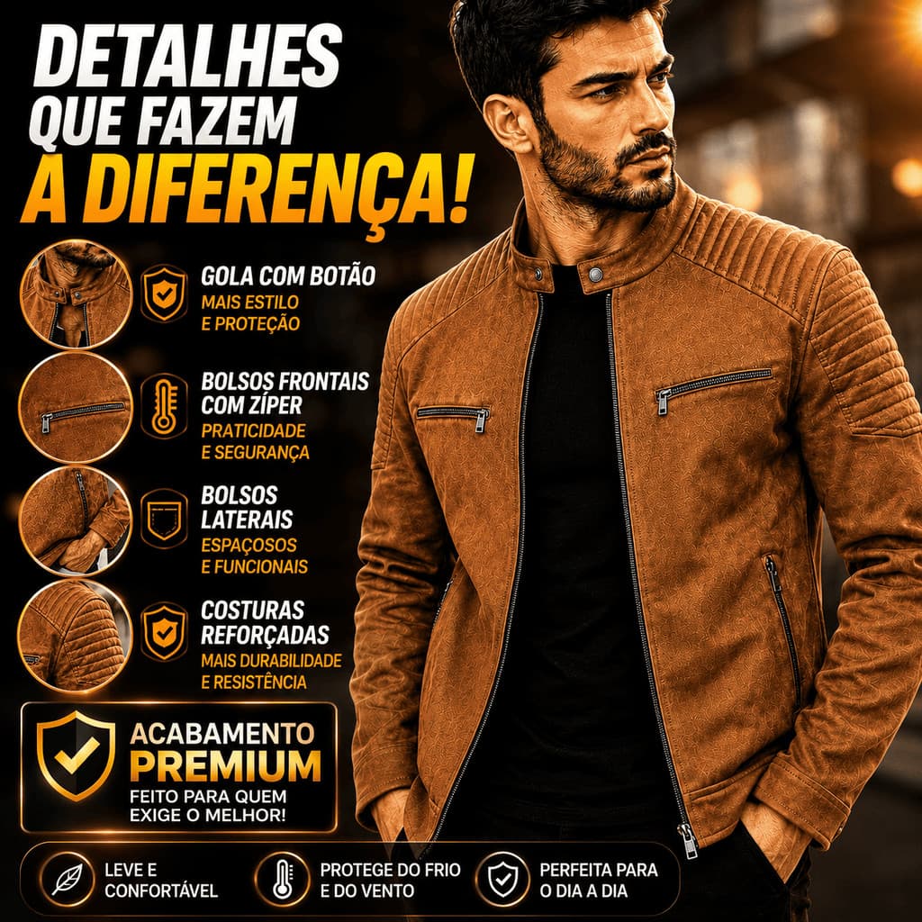 Jaqueta Suede Masculina Inverno Veludo Com Pelúcia Interna Blusa De Frio Térmica Premium Estilo Motoqueiro Executivo