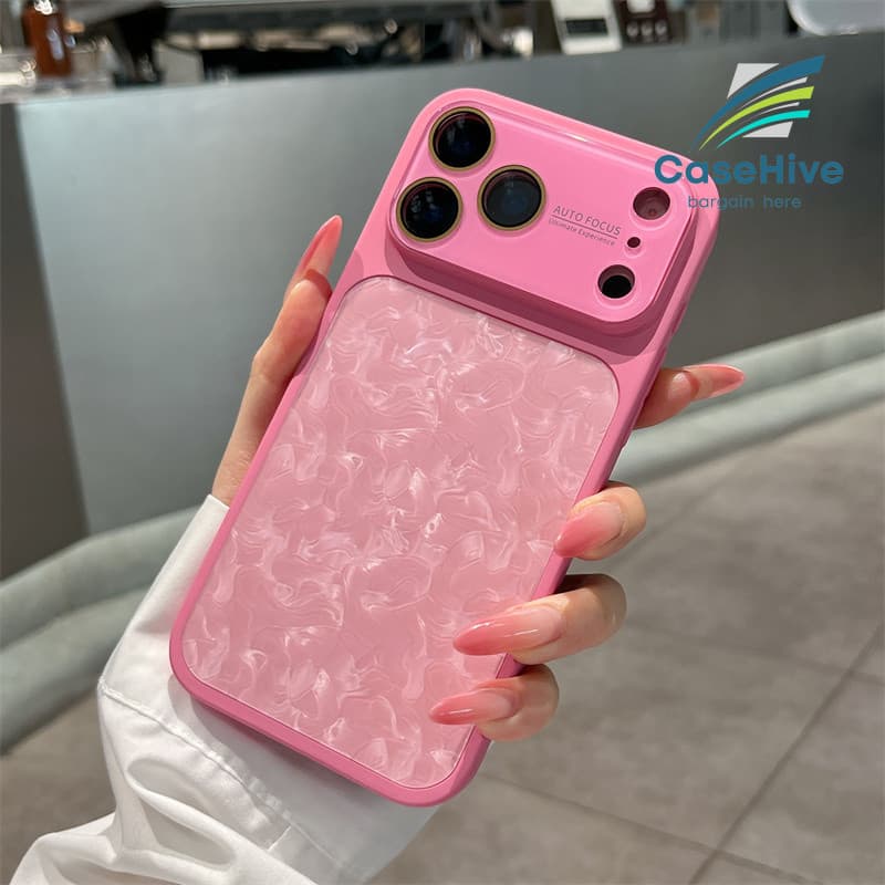 Alta Beleza Gelo Padrão AG Grande Janela/Amortecedor À Prova De Choque Capa Para iPhone 13 14 15 16 17 Pro Max