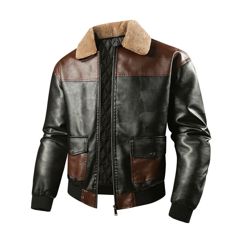 Outono E Inverno Moda Cor Sólida Pelúcia Grossa Jaqueta De Couro Quente Para Homens Casual Solto Esporte Casaco À Prova