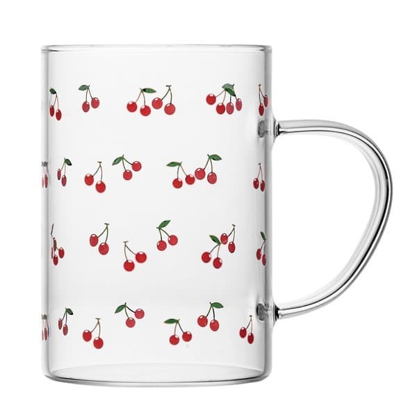 Caneca Cherry 280ml Vidro Borossilicato Resiste ao Calor