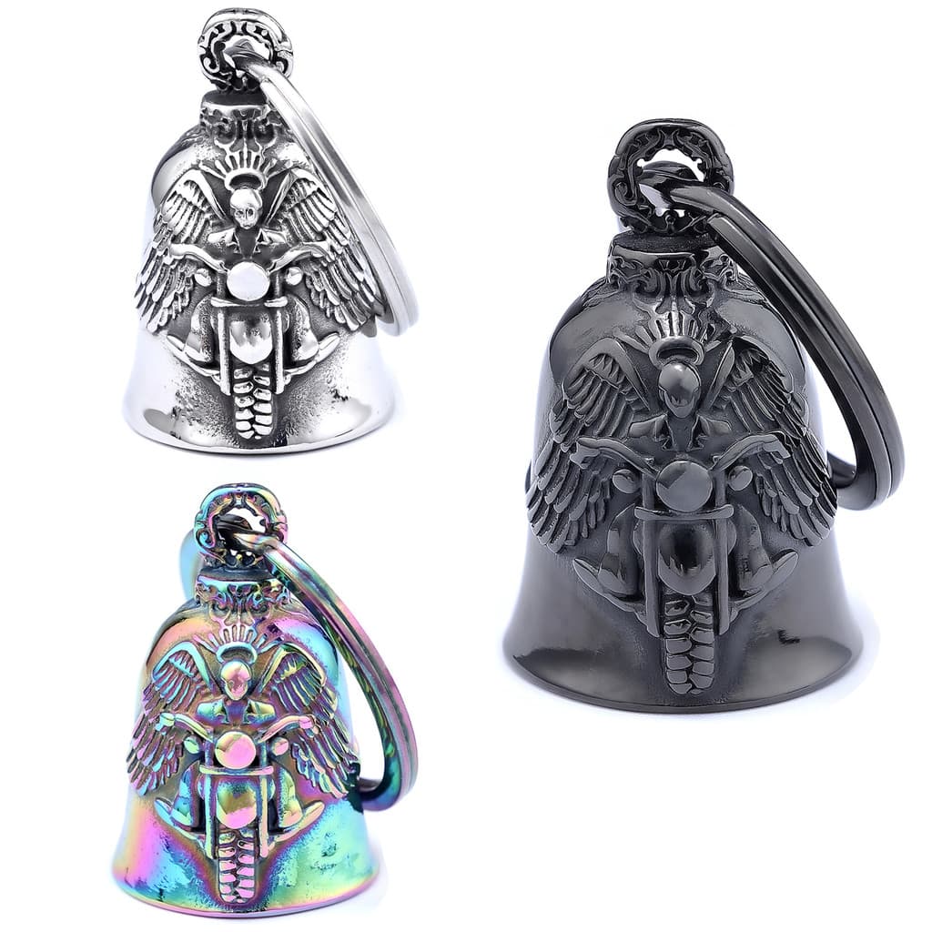 Novo pingente de sino tridimensional em forma de asa, estilo motocicleta, acessório vintage e personalizado para chaveir