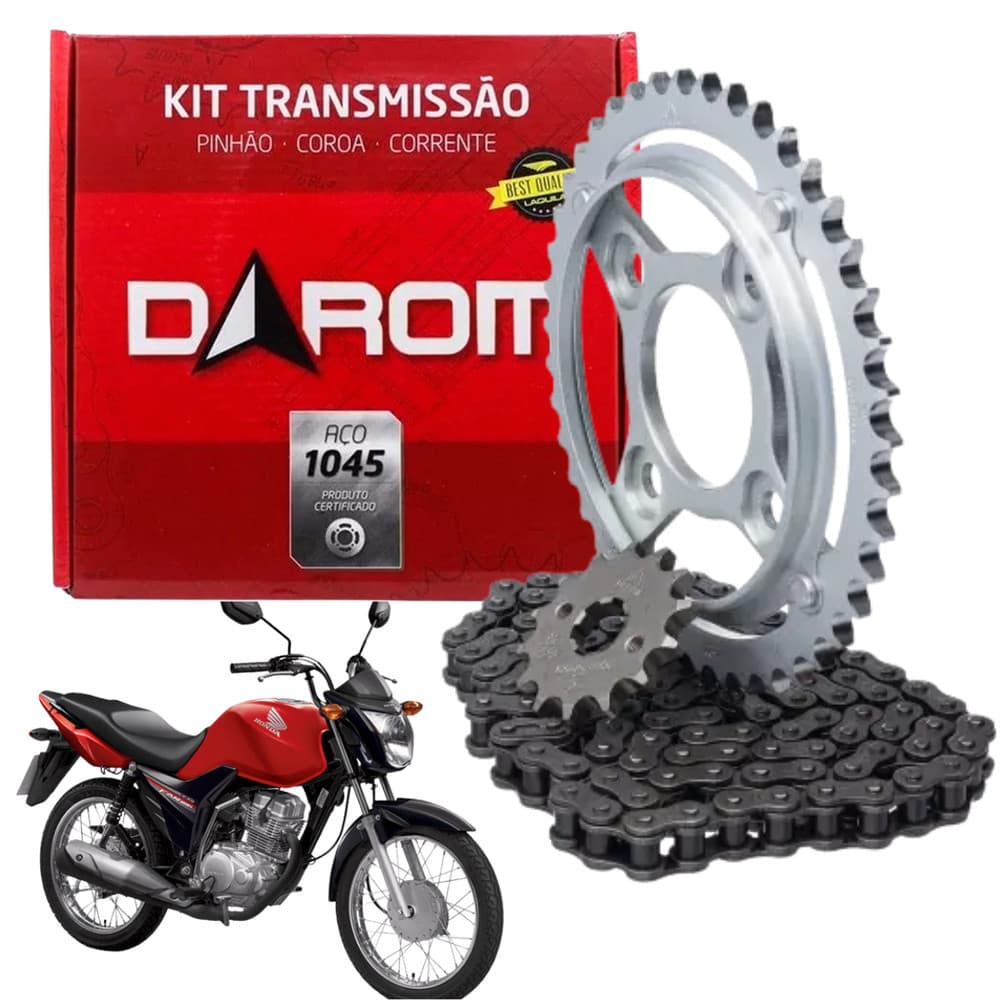 Kit Relação Transmissão Darom Cg 125 Fan 2016 em diante Aço