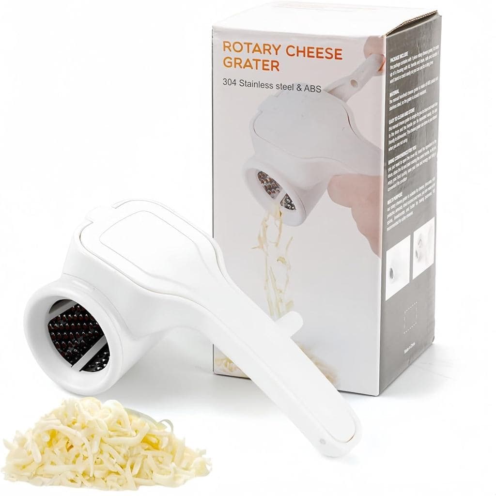 Ralador de Queijo Rotativo - Ralador Manual de Queijo com Tambor de Aço Inoxidável, Fácil de Limpar, Ralador Leve com Al