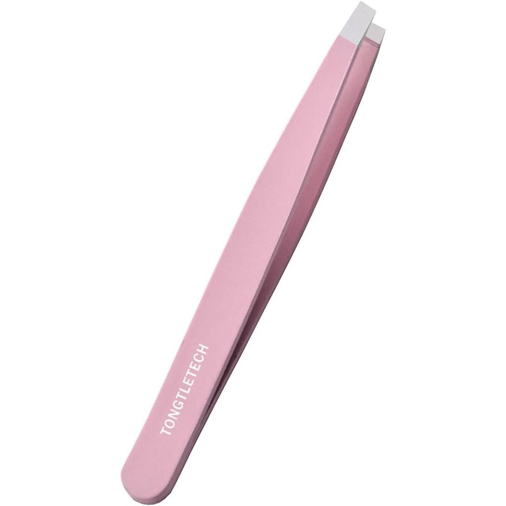 Pinça Inclinada – Pinça de Precisão com Ponta Inclinada Rosa para Sobrancelhas, em Aço Inoxidável, para Remoção de Pelos