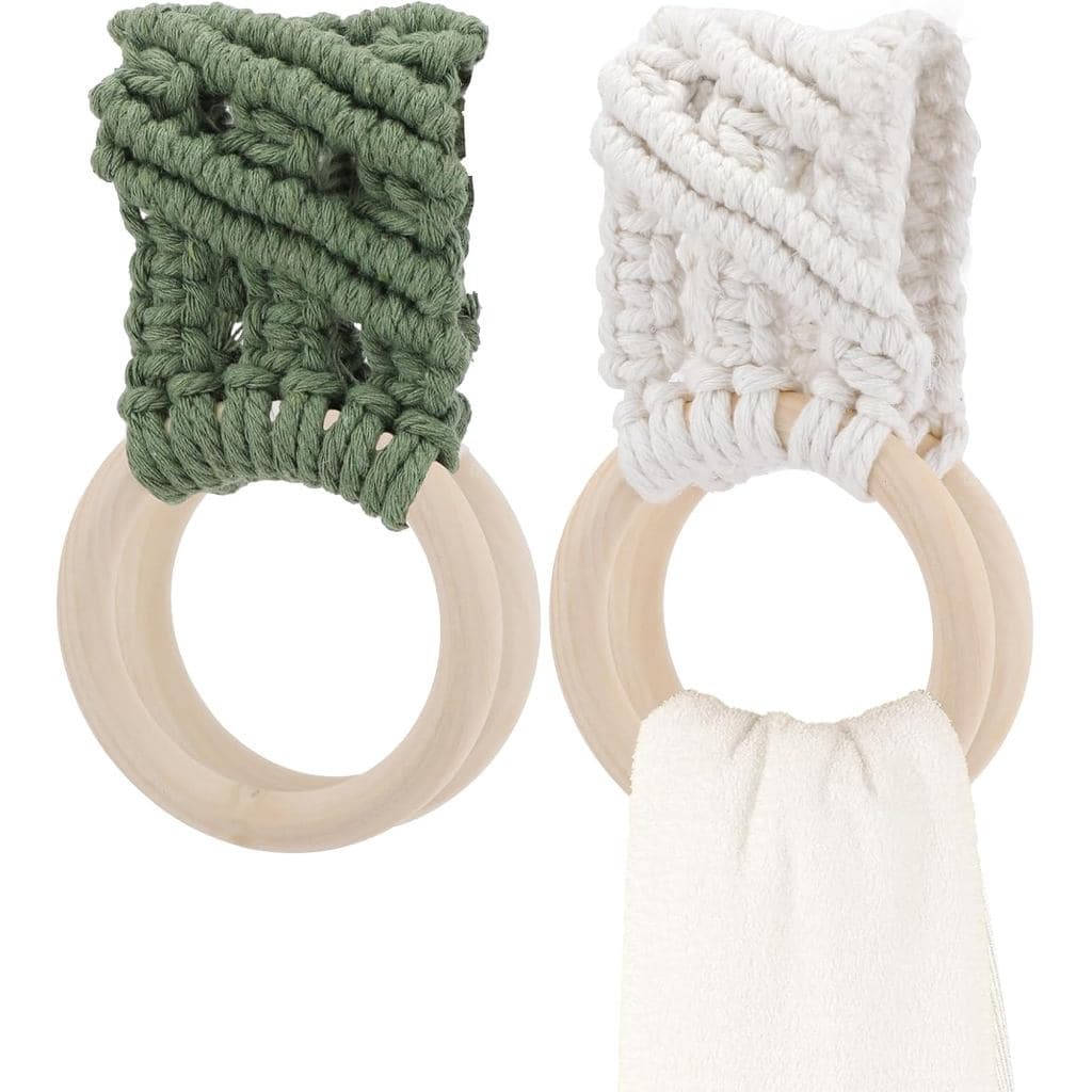 2 Peças de Suporte para Toalhas de Cozinha em Tricô, Gancho de Toalhas de Crochê Artesanal Estilo Boho, Suporte para Toa