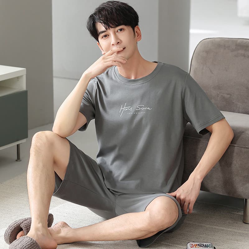 Pijama Modal masculino verão novo estilo Shorts de manga curta terno estilo fino pulôver masculino Plus Size verão Homew