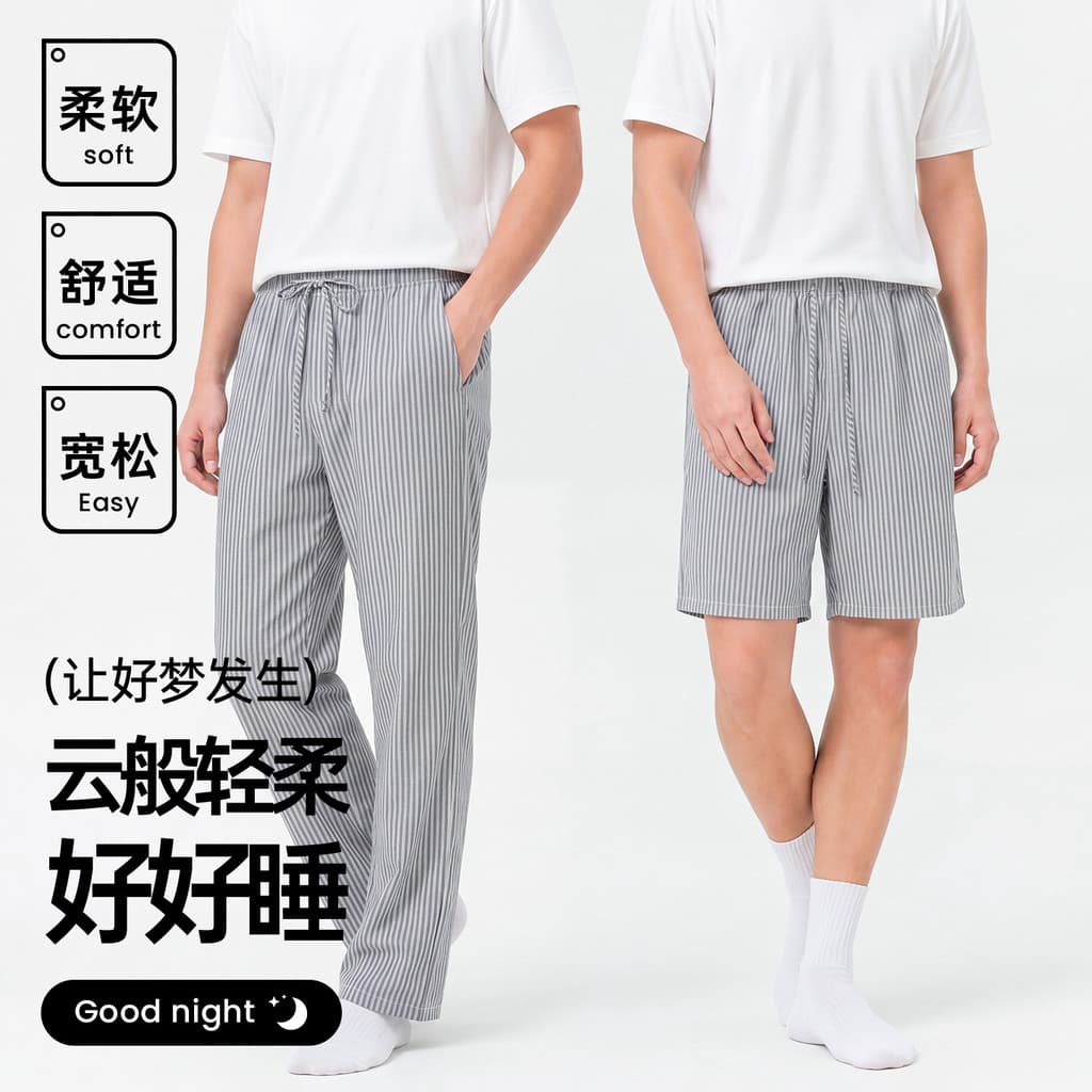 Lyocell calças de pijama masculinas primavera verão fino solto casa calças pode usar fora do cordão masculino tamanho gr