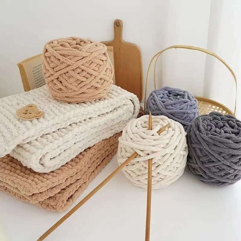 Fio Chenille Grosso 100g Macio Para Tricô Crochê Manta Cachecol Projetos DIY Artesanais