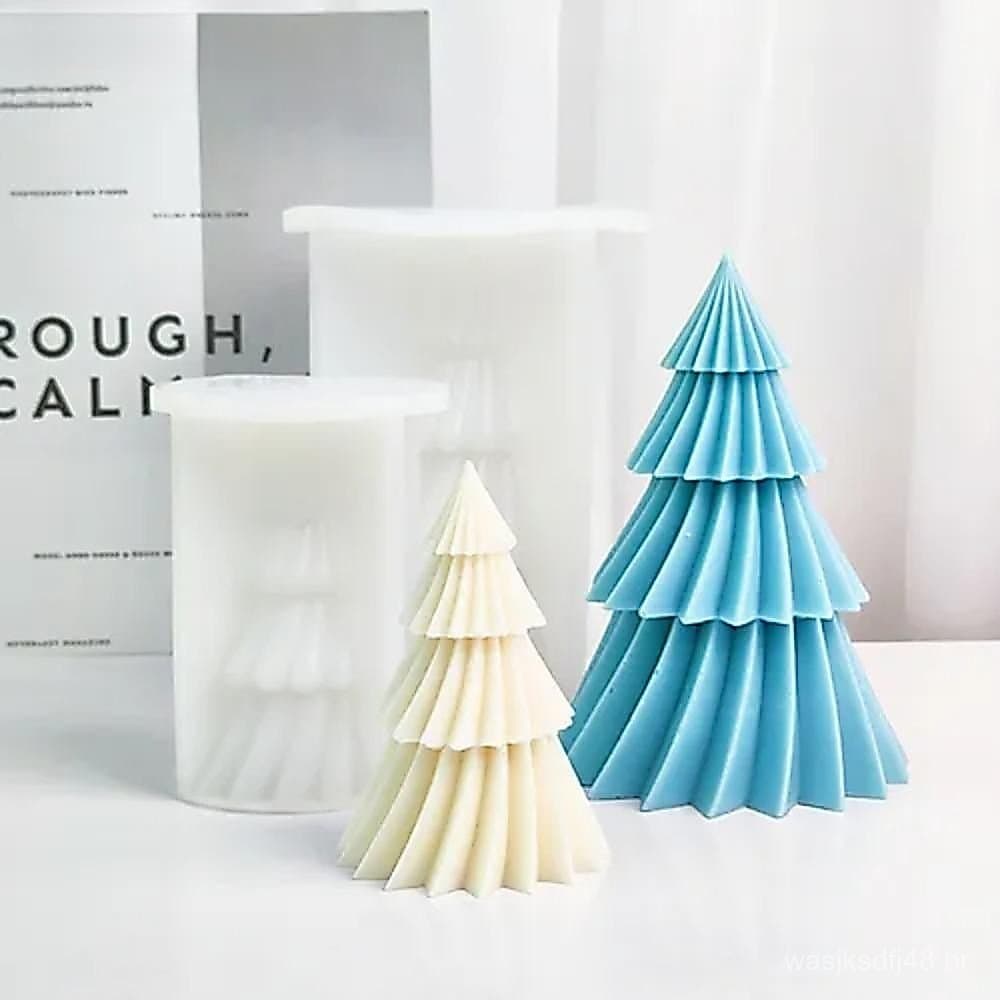 Molde De Vela De Árvore De Natal YINFANTEWN , Sabão Macio Em Formato Cônico , Gesso De Silicone Listrado Diagonal