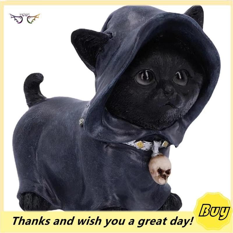 Estátua De Capa De Gato De Halloween , Pingente De Caveira Decoração De Mesa De Casa