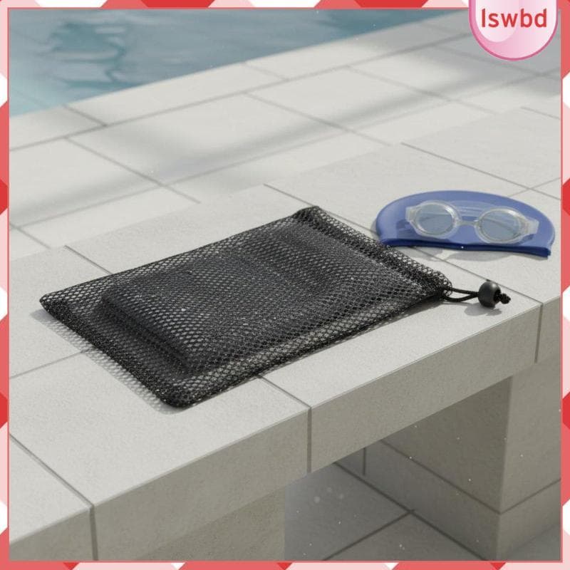 [Lswbd] Saco De Armazenamento De Malha Com Cordão Organizador Rede Bolsa De Poliéster Preto 20x25cm