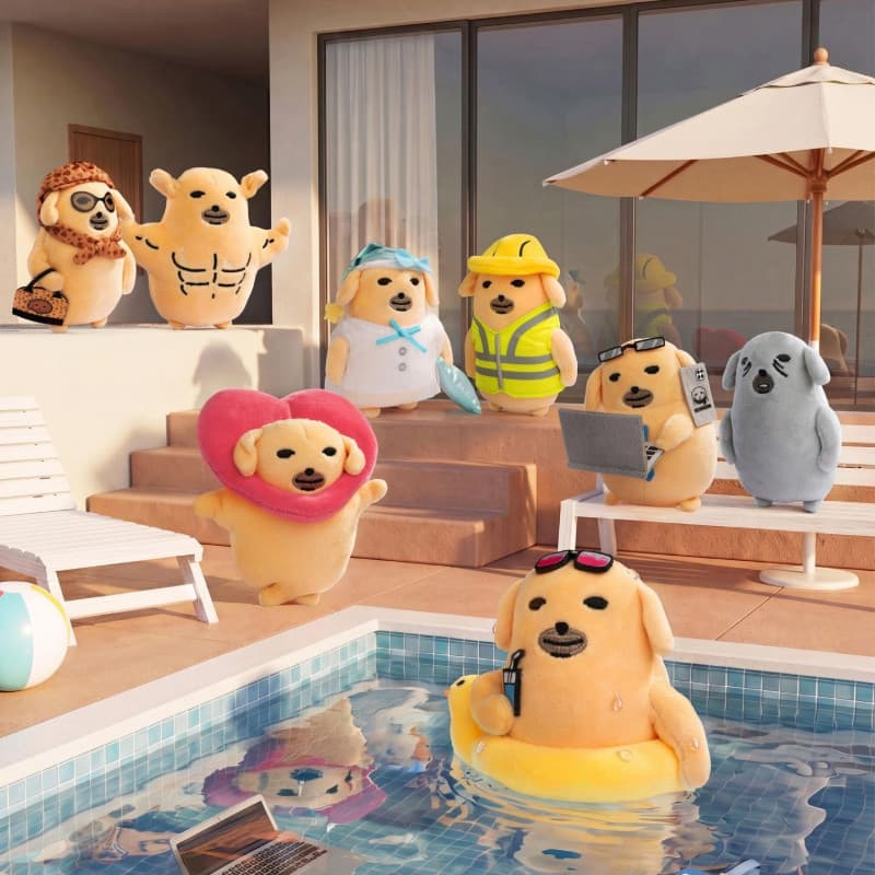 [Autêntico] Bonecos de Pelúcia da Série "Dog One-Week Dog Companion" com Tema de Molho, Chaveiro de Boneco com Fantasia