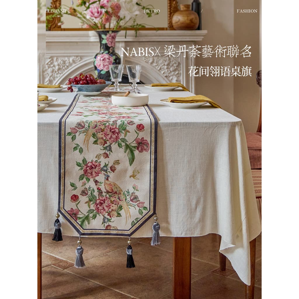 [Orphan 35% de desconto] Crayon Pie Art Co-Marca Peônia Corredor de Mesa Luz Luxo High-End Armário de TV Chinês Bandeira