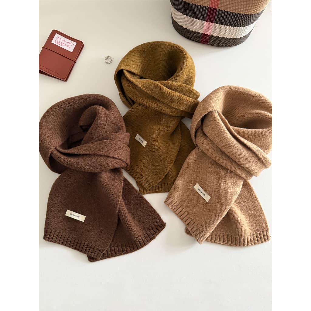 Cachecol de camelo cáqui Premium 100% lã pura australiana feminina outono inverno quente malha lã All-Match pequeno cach
