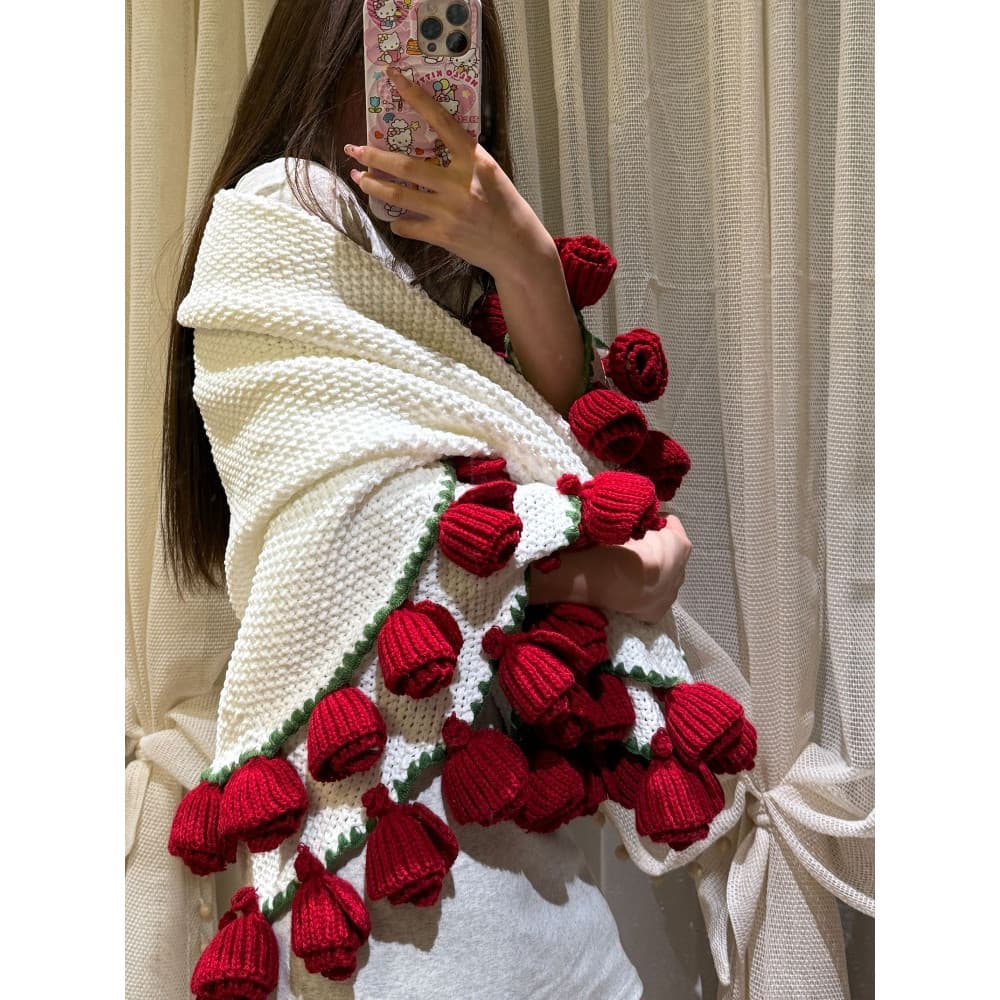 Produto acabado de lã ousada buquê de rosas de crochê buquê de lã tricotado à mão enviar namorada