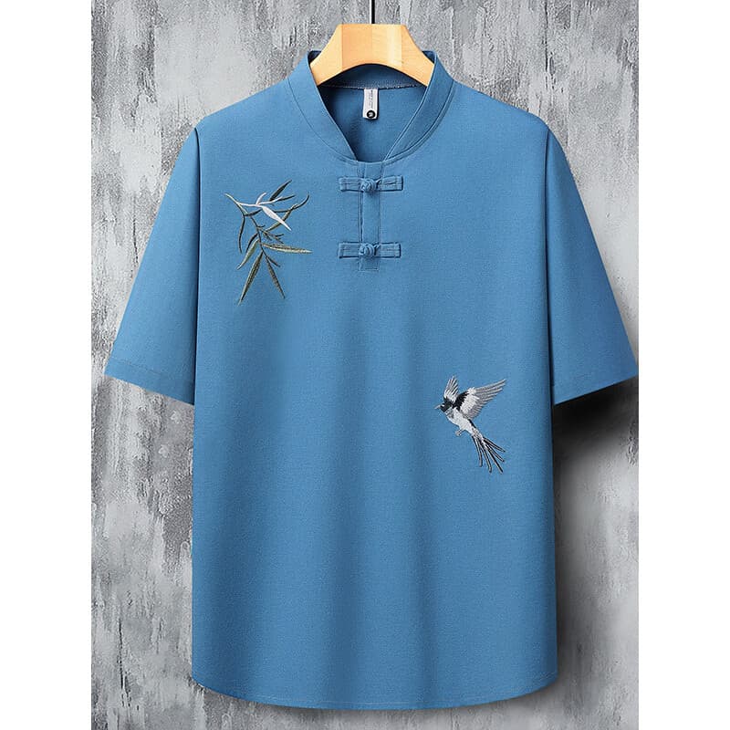 Estilo chinês camisa de manga curta masculina verão impresso Street Wear camiseta 2025 novo estilo moda All-Match camise