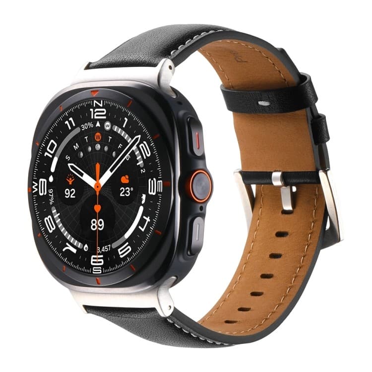 Pulseira De Relógio De Couro Genuíno Liso Em Estoque Pronto Para Galaxy Watch Ultra2 2026/2025/1 2024