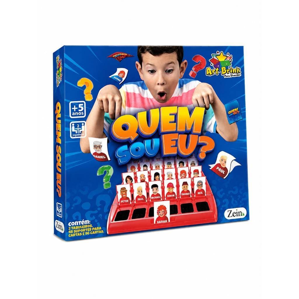 Jogo Quem Sou Eu portátil com 2 tabuleiros e 40 cartas ideal para 2 jogadores família amigos casal
