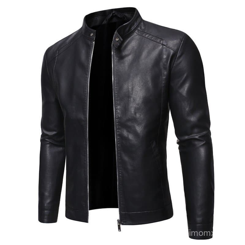 Jaqueta de couro para jovens, estilo coreano, ajustada e casual, jaqueta de couro masculina, jaqueta de motociclista.