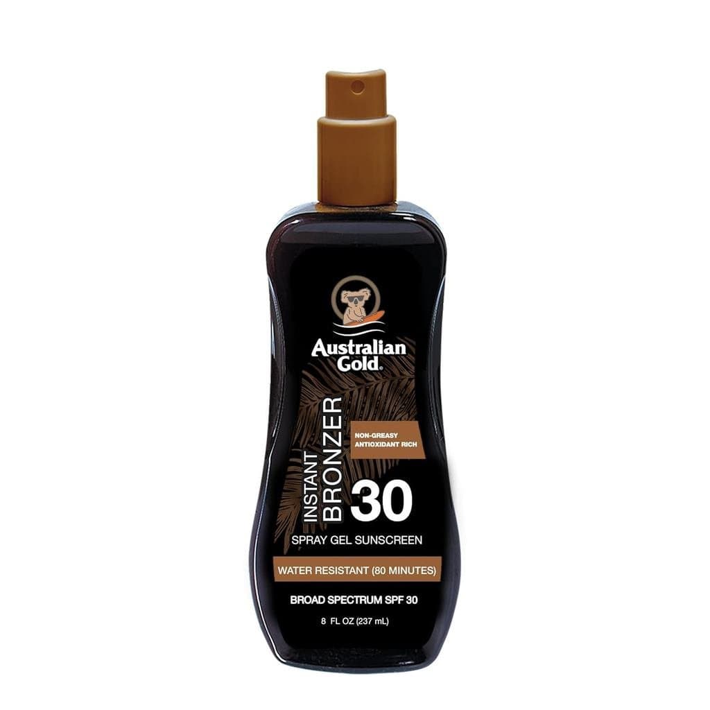 Protetor Solar em Gel AustralianGold com Bronzeador Instantâneo FPS30, 8 Onças | Hidratar e umedecer | Amplo Espectro |