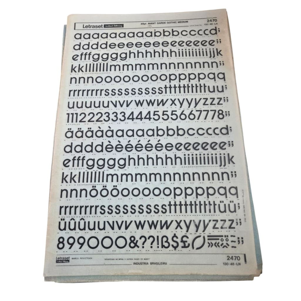 Letraset 25 X 38 cm Letras Adesivas Ref. 2470 Altura 14.5 mm