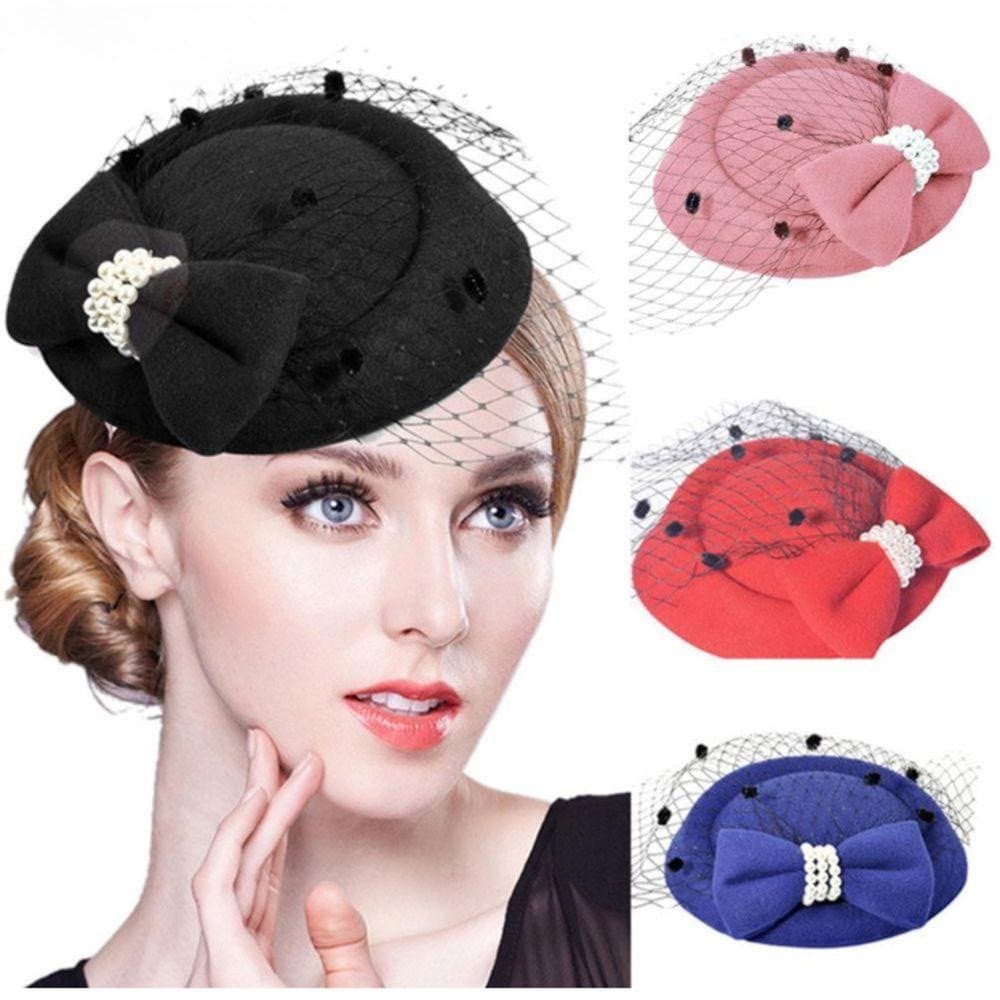 MIOSHOP Chapéu Feminino Vintage Garra De Cabelo De Coquetel Festa Retro Véu De Arco Com Grampo