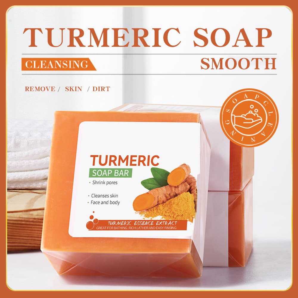 Sabonete de cúrcuma, sabonete de óleo essencial, sabonete artesanal, sabonete facial e de banho, sabonete de gengibre.