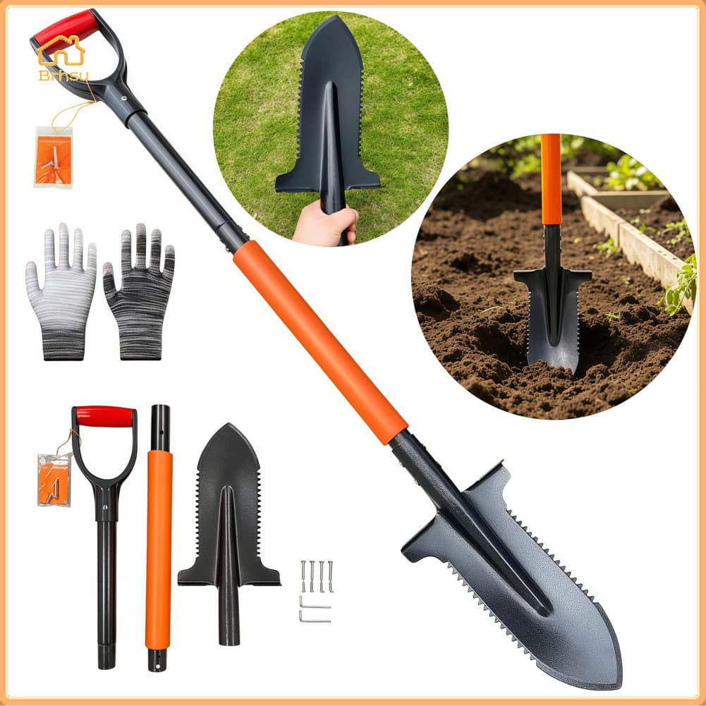 Brhsu-br 20 dentes raiz serra pá destacável leve e ergonômica metal detecção pá para jardim