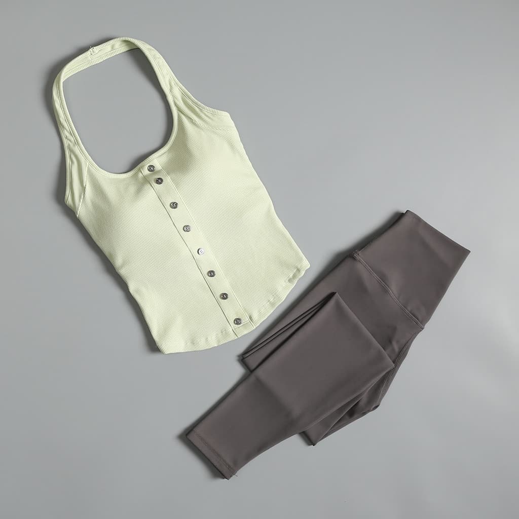 Yoga Wear terno feminino verão com almofada no peito Halter pescoço bonito volta correndo colete de secagem rápida alta