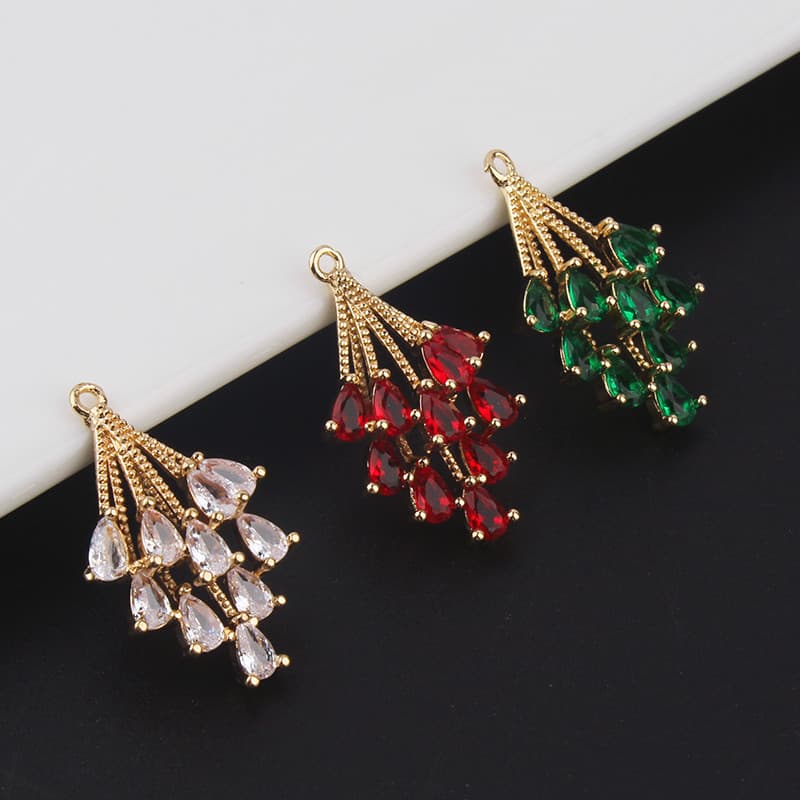 Retenção de cor cobre incrustado strass zircão buquê pingente diy pingente brincos de uva Material feito à mão Mori jóia