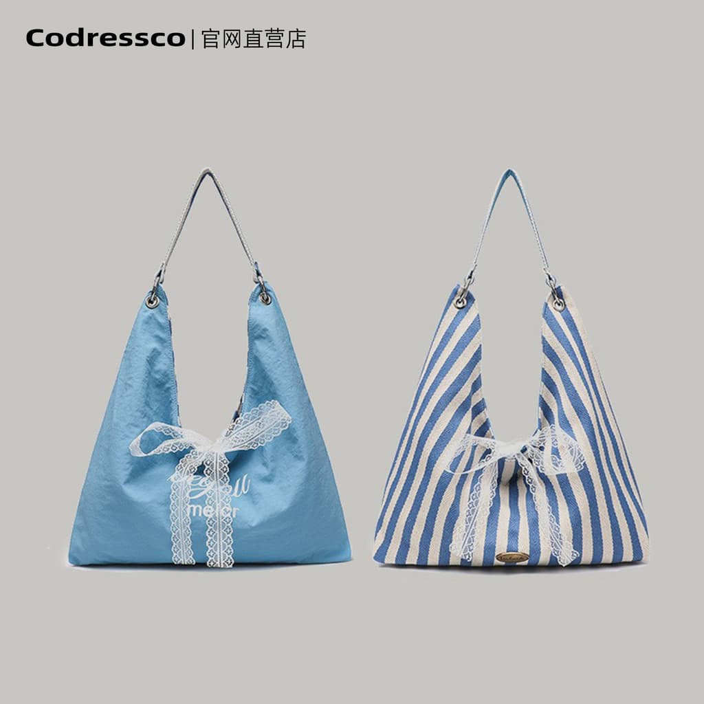 Bolsa de lona listrada vermelha dupla face feminina verão 2025 novo estilo na moda montanhismo bolsa de ombro Tote class