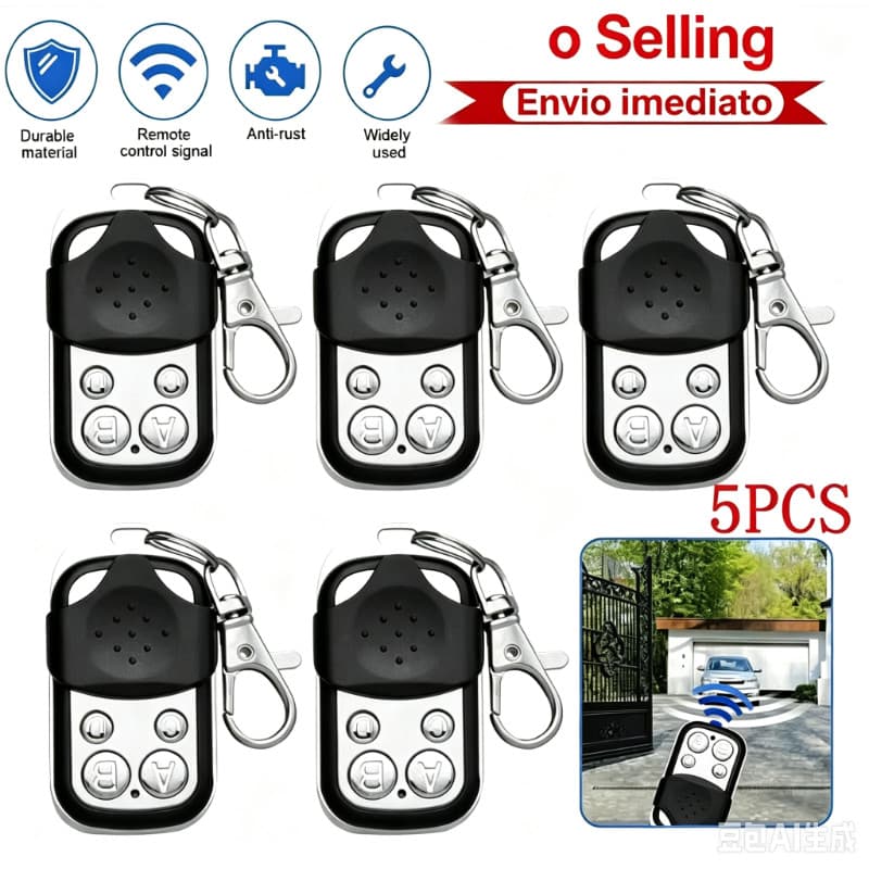 Kit de Controle Remoto para Porta de Garagem Universal 433MHz Transmissor Sem Fio com 4 Teclas em Design de