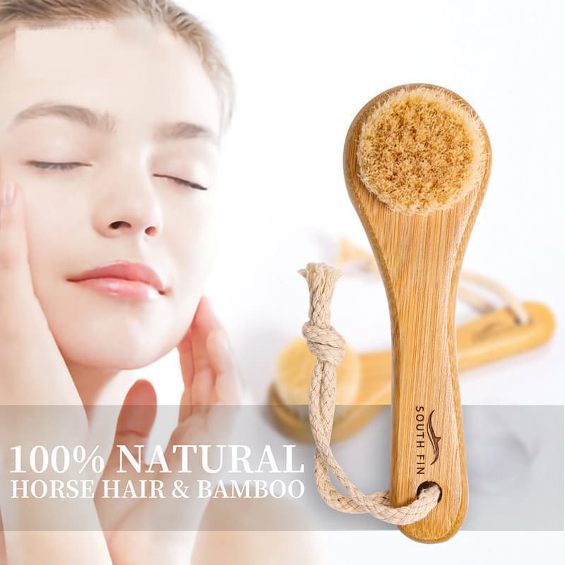 Bagreny escova de bambu para limpeza facial, massageador de limpeza de poros e cravos, escova fosca facial BR D4FM