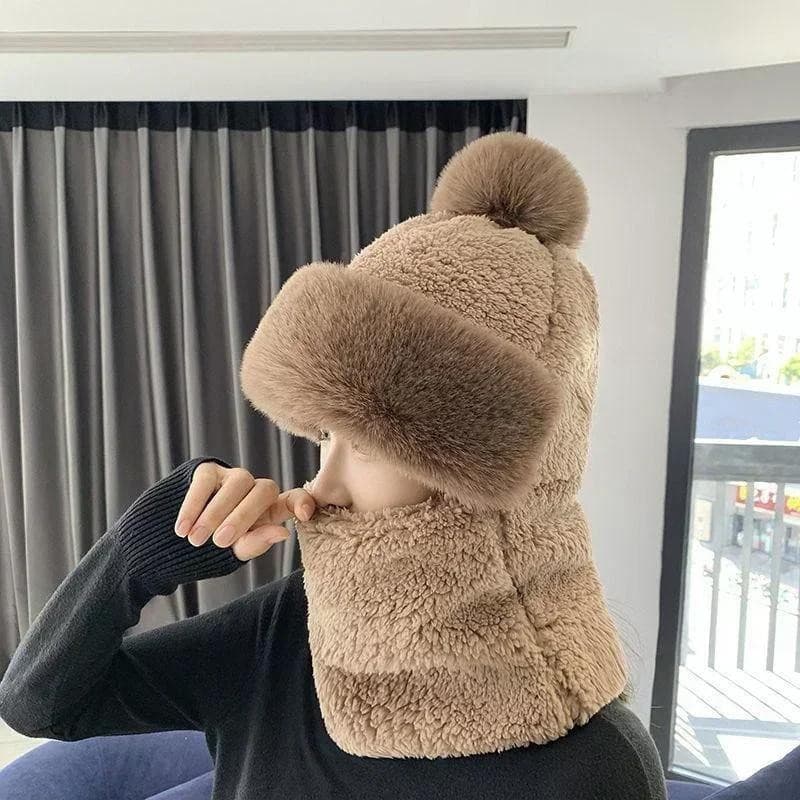 Novo Cachecol Integrado Chapéu 2-Em-1 Feminino Engrossado Dupla Camada Quente De Pelúcia Inverno Das Crianças Pescoço Fr