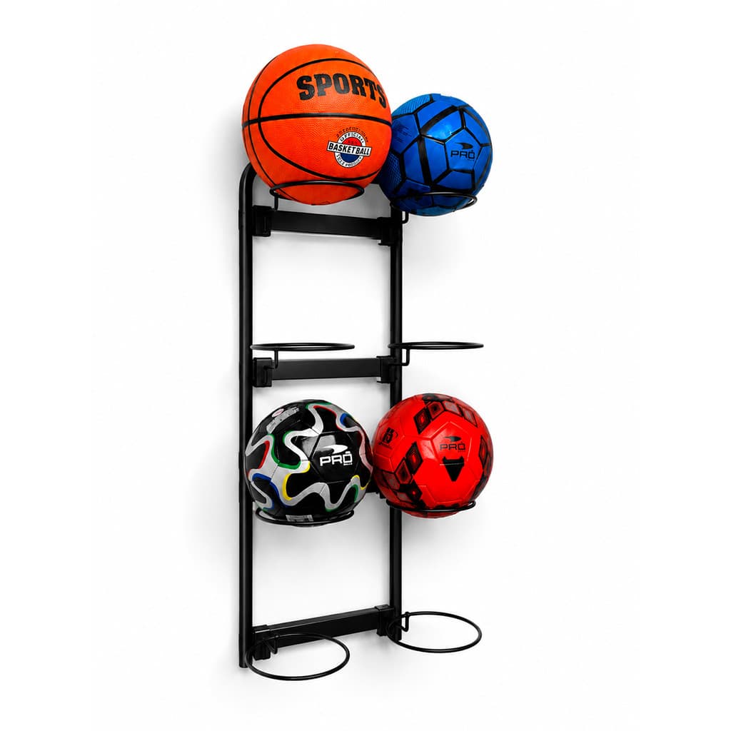 SUPORTE BOLA DE FUTEBOL BASQUETE E VÔLEI PARA 8 BOLAS DUPLO DE PAREDE ORGANIZADOR REFORÇADO