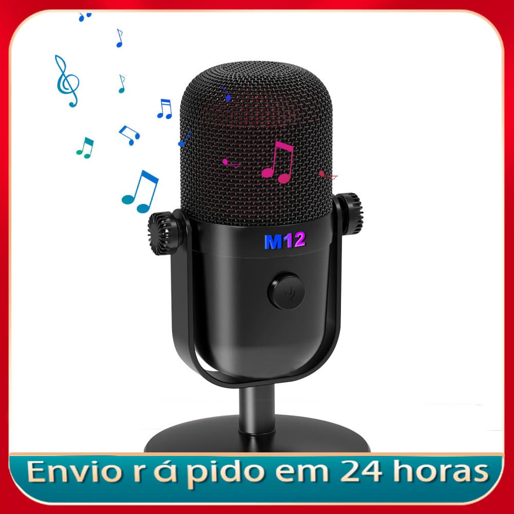 Microfone condensador USB Xtahdge com design de montagem antichoque ajustável para gravação de música ao vivo, produção