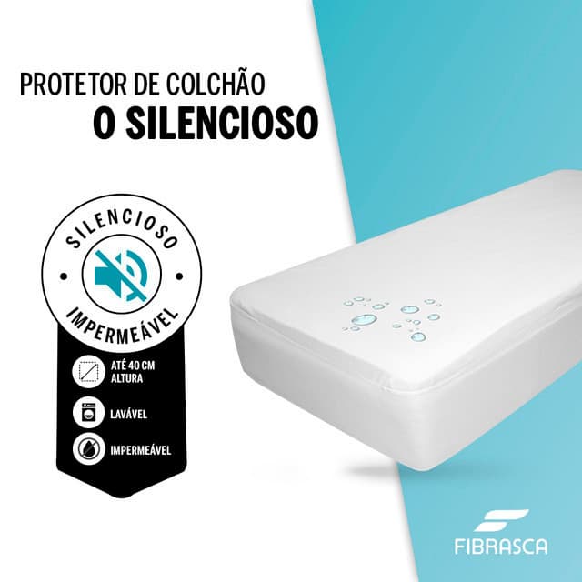Protetor de Colchão Solteiro Impermeável Fibrasca Silencioso 90x190x40 - Toque Suave sem Ruído de Plástico