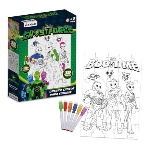 Quebra-cabeça De Colorir Ghostforce 30 Peças Canetas Xalingo