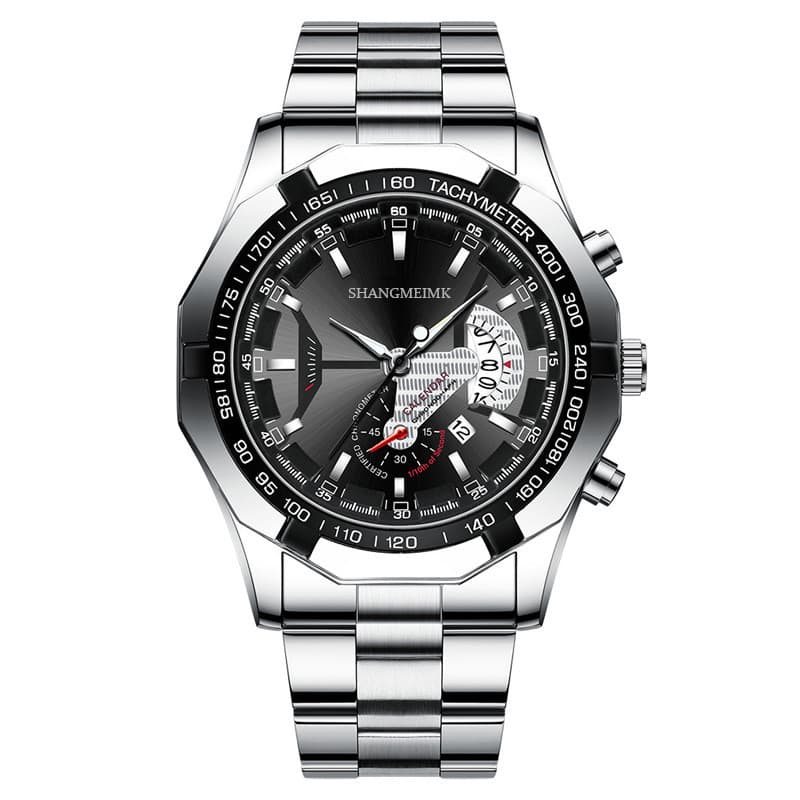 Novo relógio masculino com mostrador grande e pulseira de aço, com calendário, relógio de quartzo, relógio de pulso cria