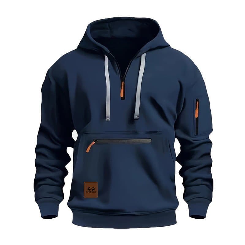 Cross-Border tamanho europeu de manga comprida com capuz outono inverno novo estilo moletom masculino com capuz zíper Mu