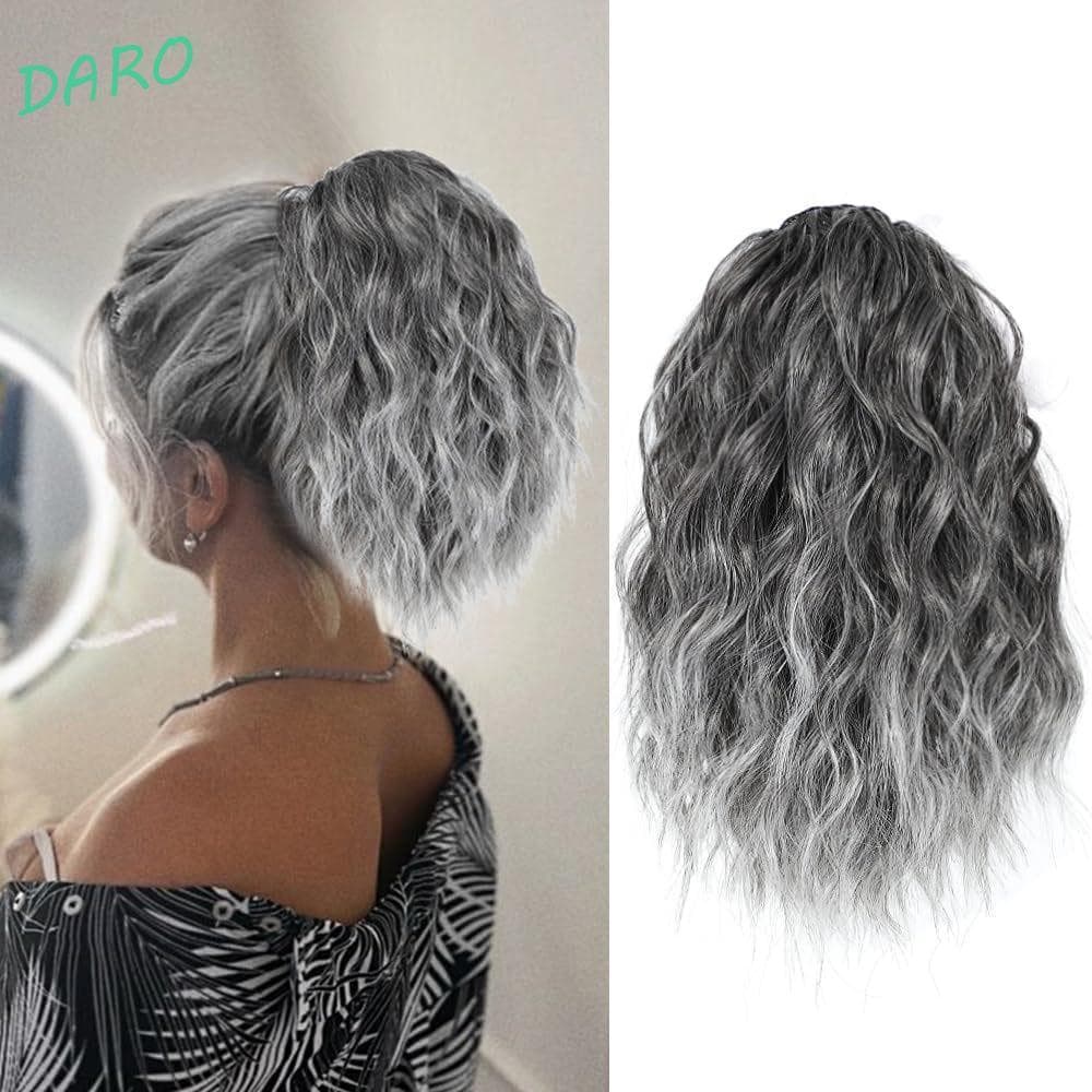 Extensão De Rabo De Cavalo Com Cordão DARO , Falso Sintético Ondulado De Água De 12 Polegadas , Encaracolado