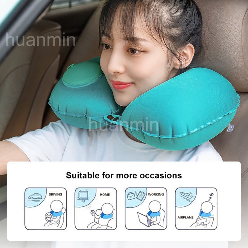 Travesseiro de Viagem Inflável com Bicos de Ar Automáticos, Travesseiros para Camping, Suprimentos para Atividades ao Ar